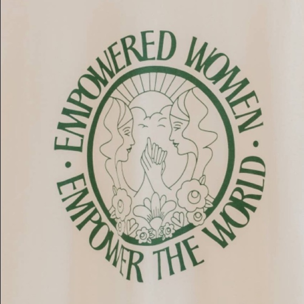 NWT White & Green Feminist Female Empowerment Short Sleeve Graphic Tee - Picture 3 of 3